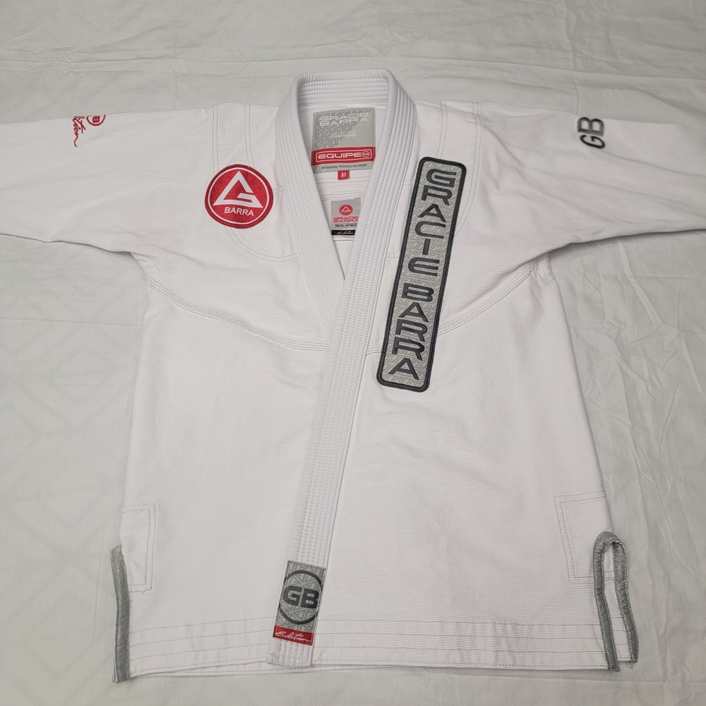 Gracie Barra Equipe GB1 BJJ Gi Top White Cotton Jiu Jitsu Kimono Jacket Size A1 - Picture 6 of 16